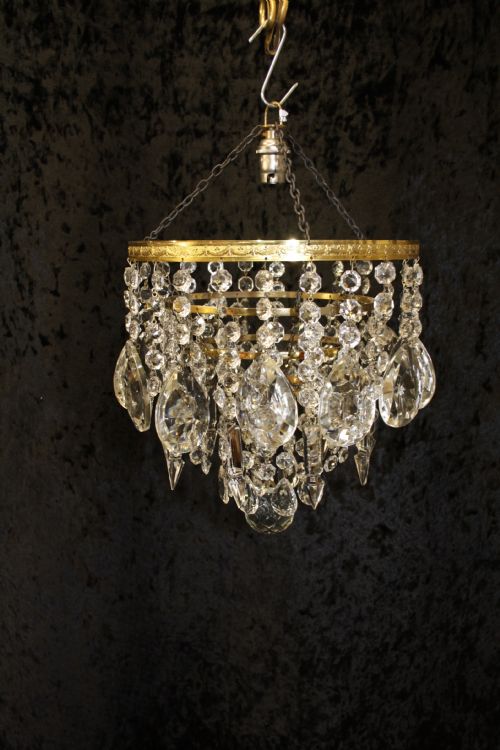 Gilt Brass Chandelier with Unusually Large Drips to the Top.
