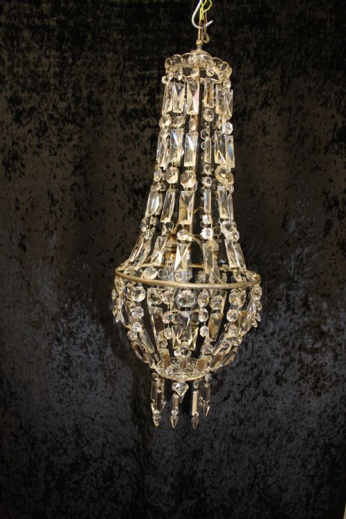 Tall Chandelier with Crystal Prisons and Drips