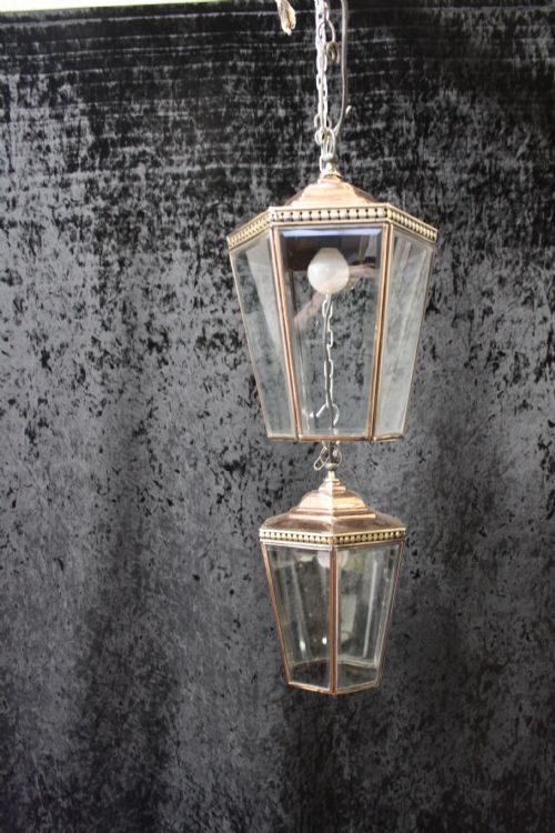 Early 20th Century Pair of Copper and Brass Lanterns
