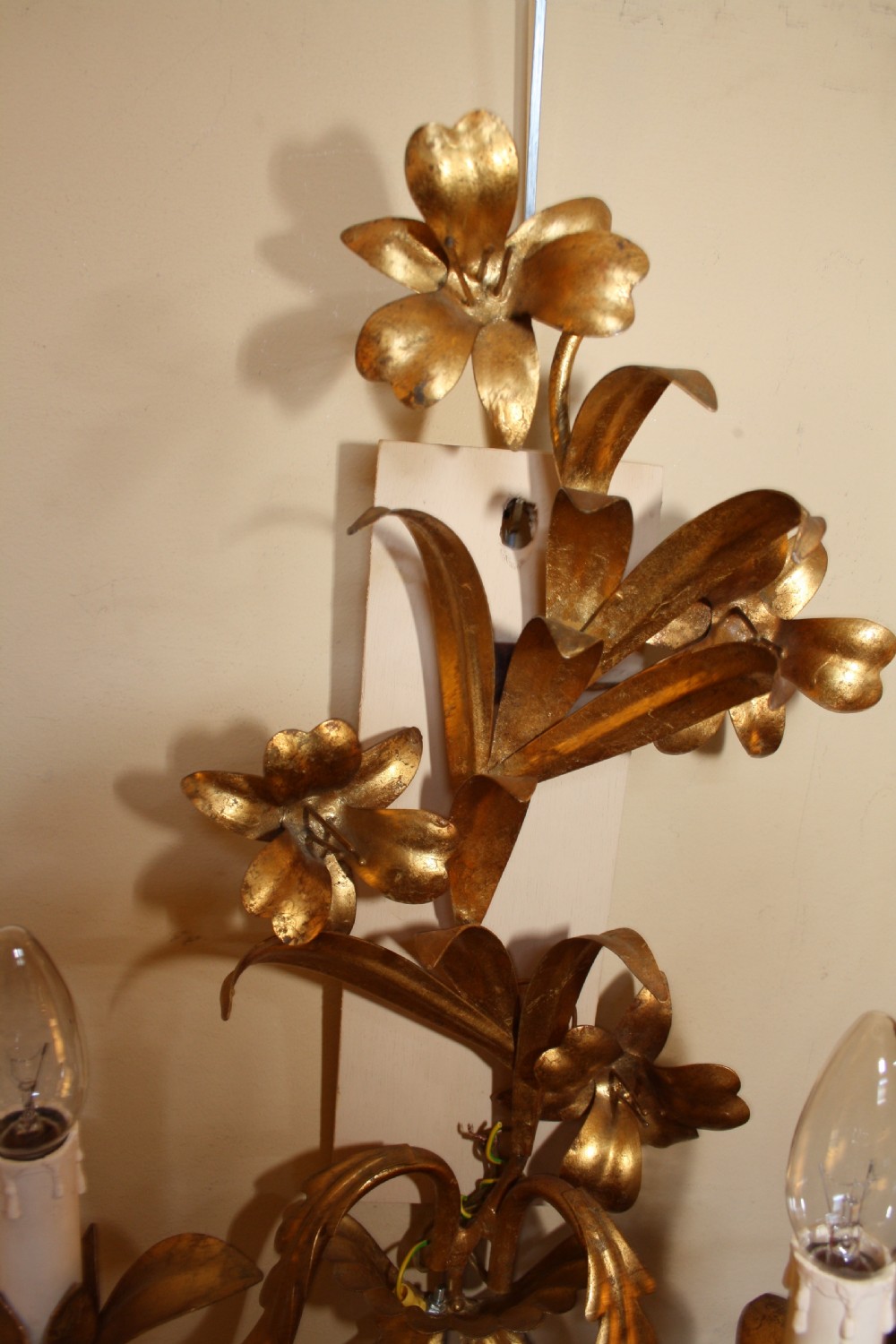 Pair gilt brass Italian wall lights View IV