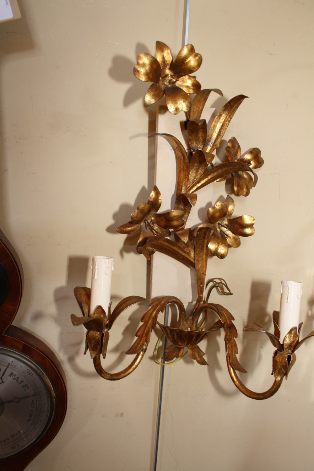 Pair gilt brass Italian wall lights View V