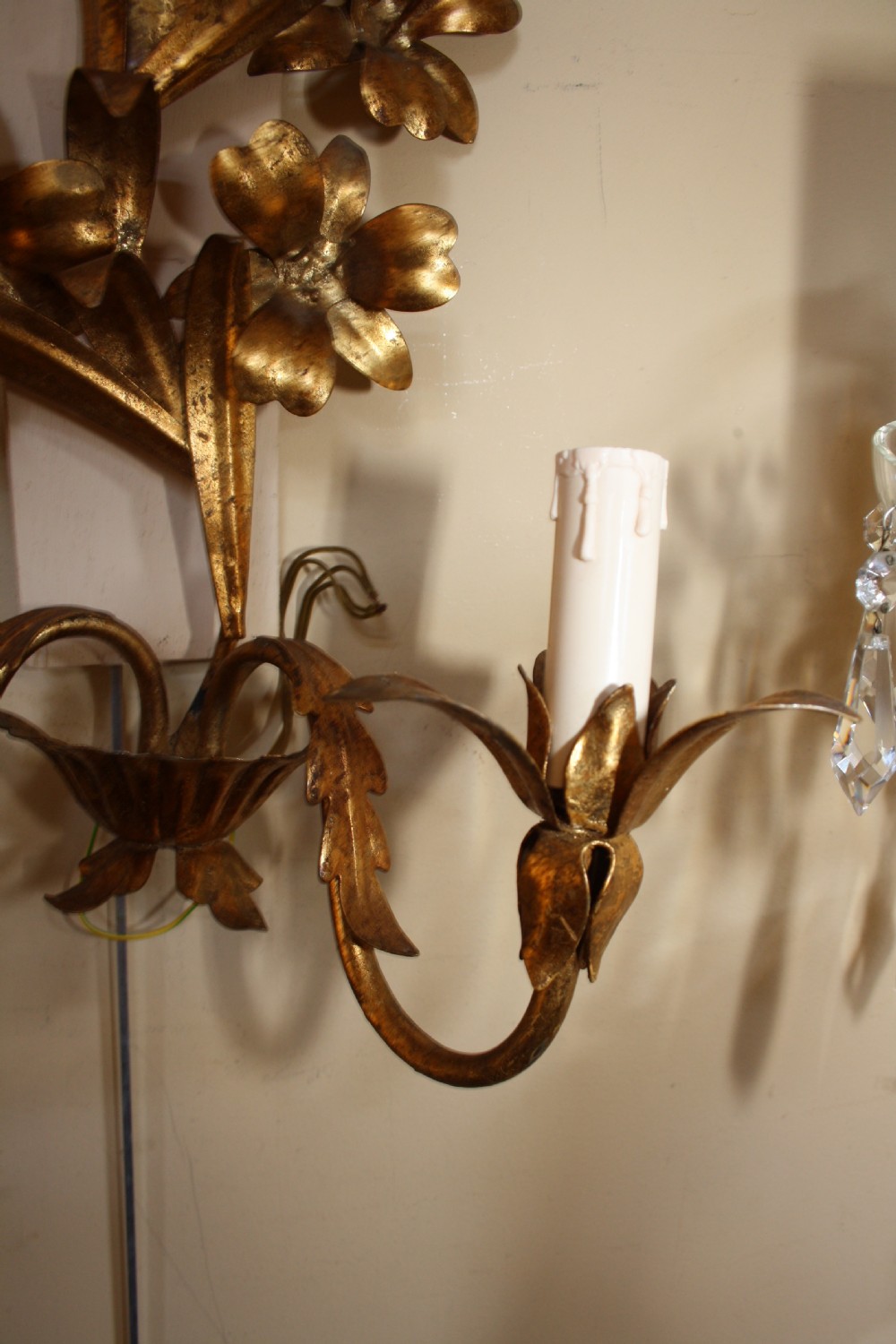 Pair gilt brass Italian wall lights View VIII