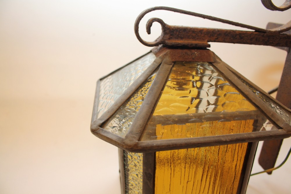 Pair of early 20th-century leaded porch lights View V