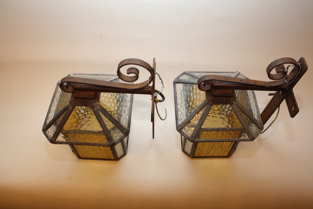 Pair of early 20th-century leaded porch lights View VI