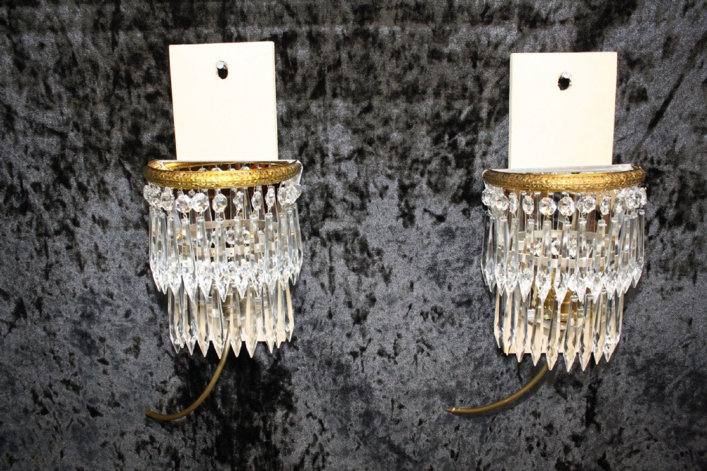 Pair of early 20th century glass wall lights