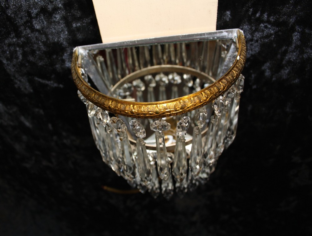 Pair of early 20th century glass wall lights View V