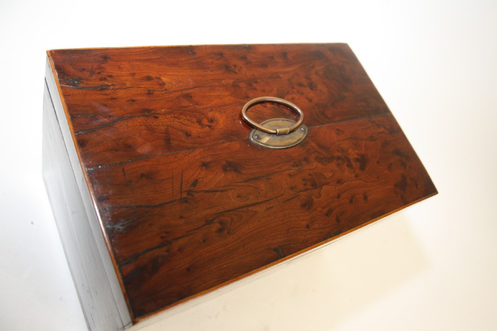 Superb tea caddy in burr yew C1780 View VIII