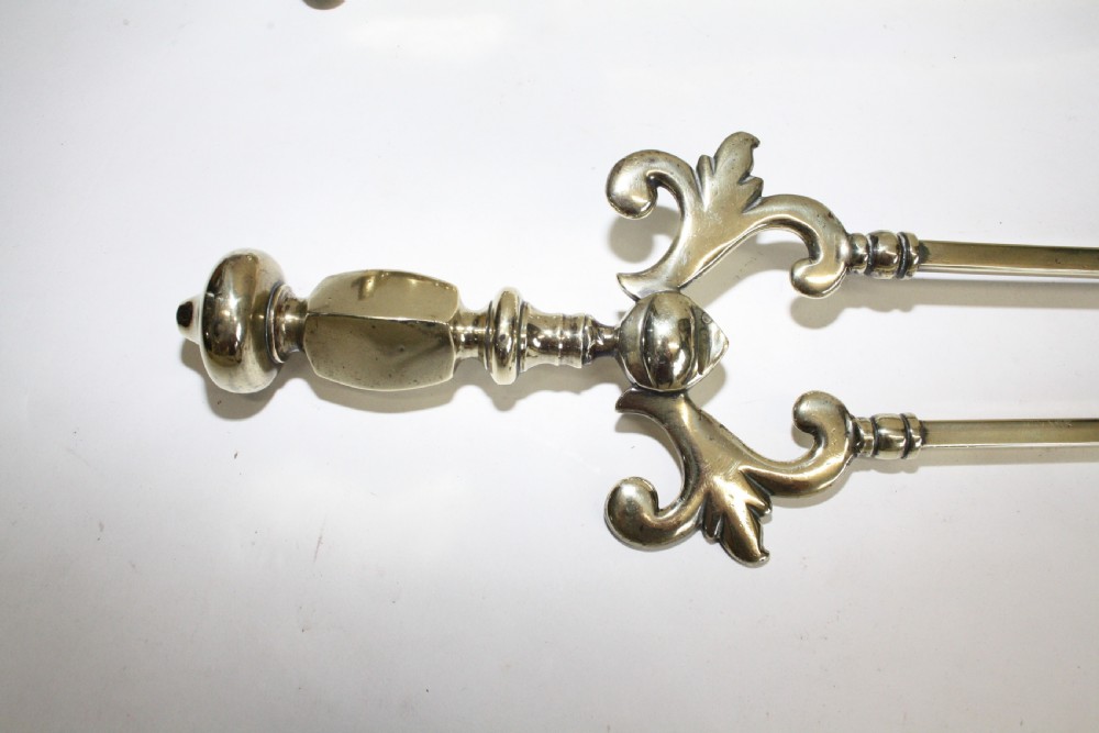 Set of three Victorian brass fire tools View III