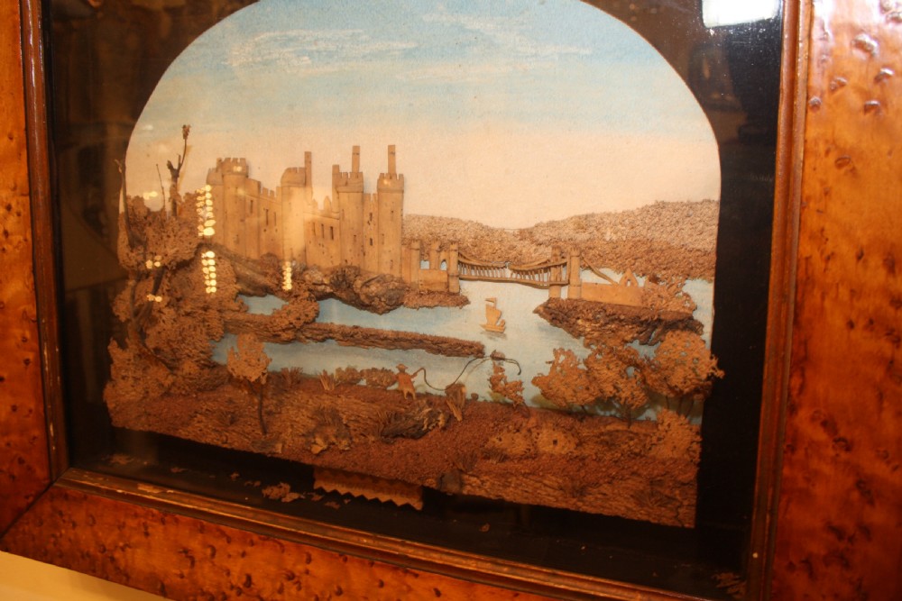 Mid 19th century cork work diorama of Conway Castle View II
