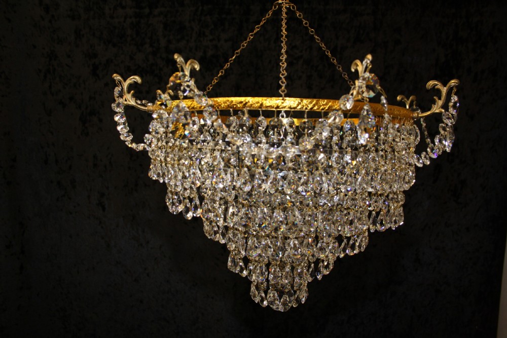 Pair of early 20th century cut glass chandeliers View II