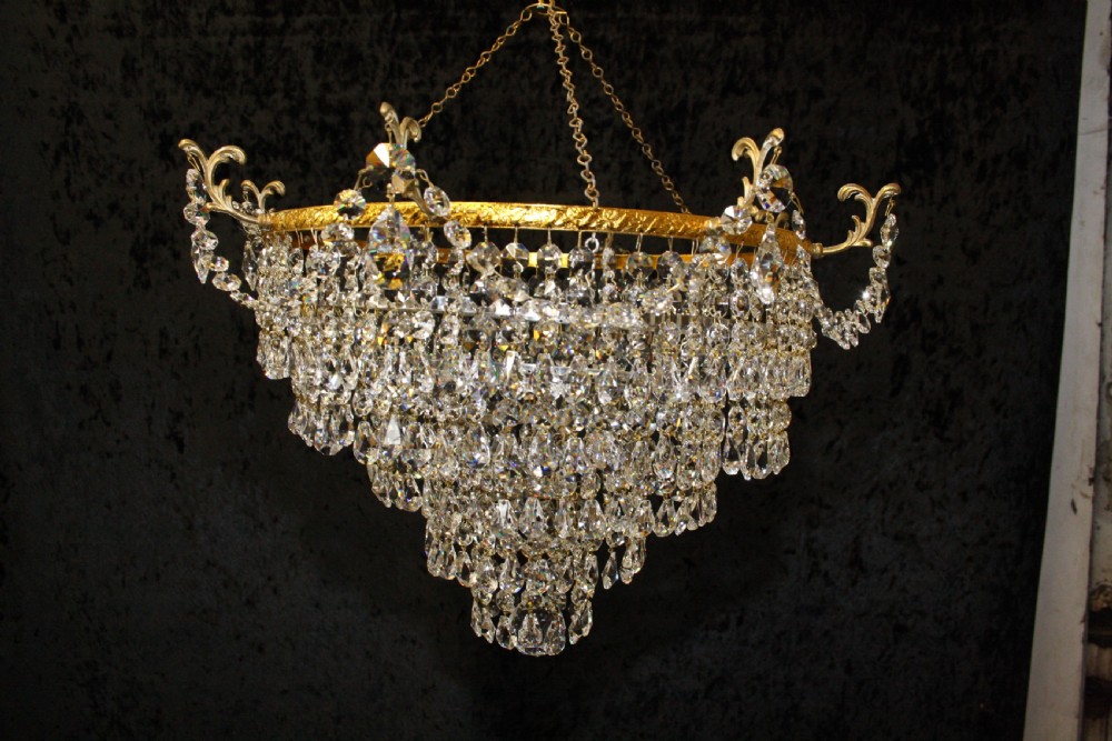 Pair of early 20th century cut glass chandeliers View III