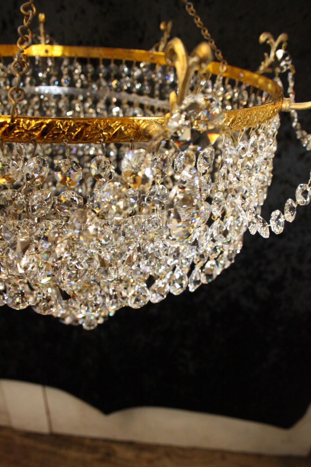 Pair of early 20th century cut glass chandeliers View IV