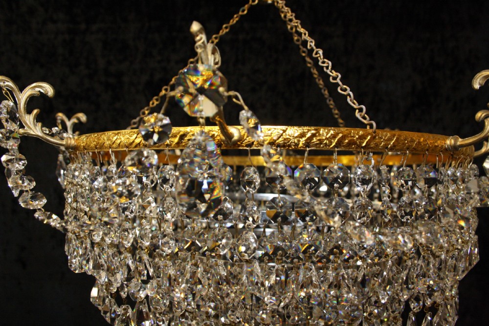 Pair of early 20th century cut glass chandeliers View V