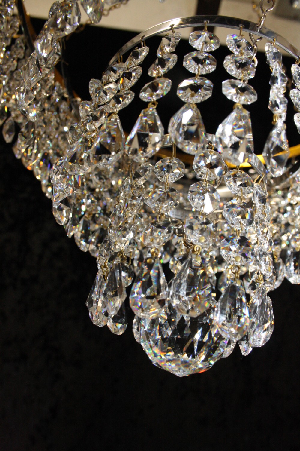 Pair of early 20th century cut glass chandeliers View VI