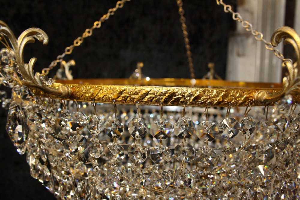 Pair of early 20th century cut glass chandeliers View VII
