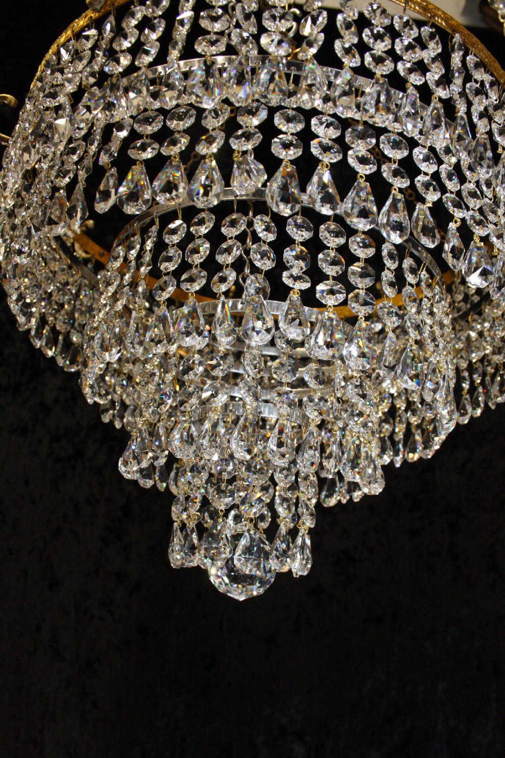 Pair of early 20th century cut glass chandeliers View IX