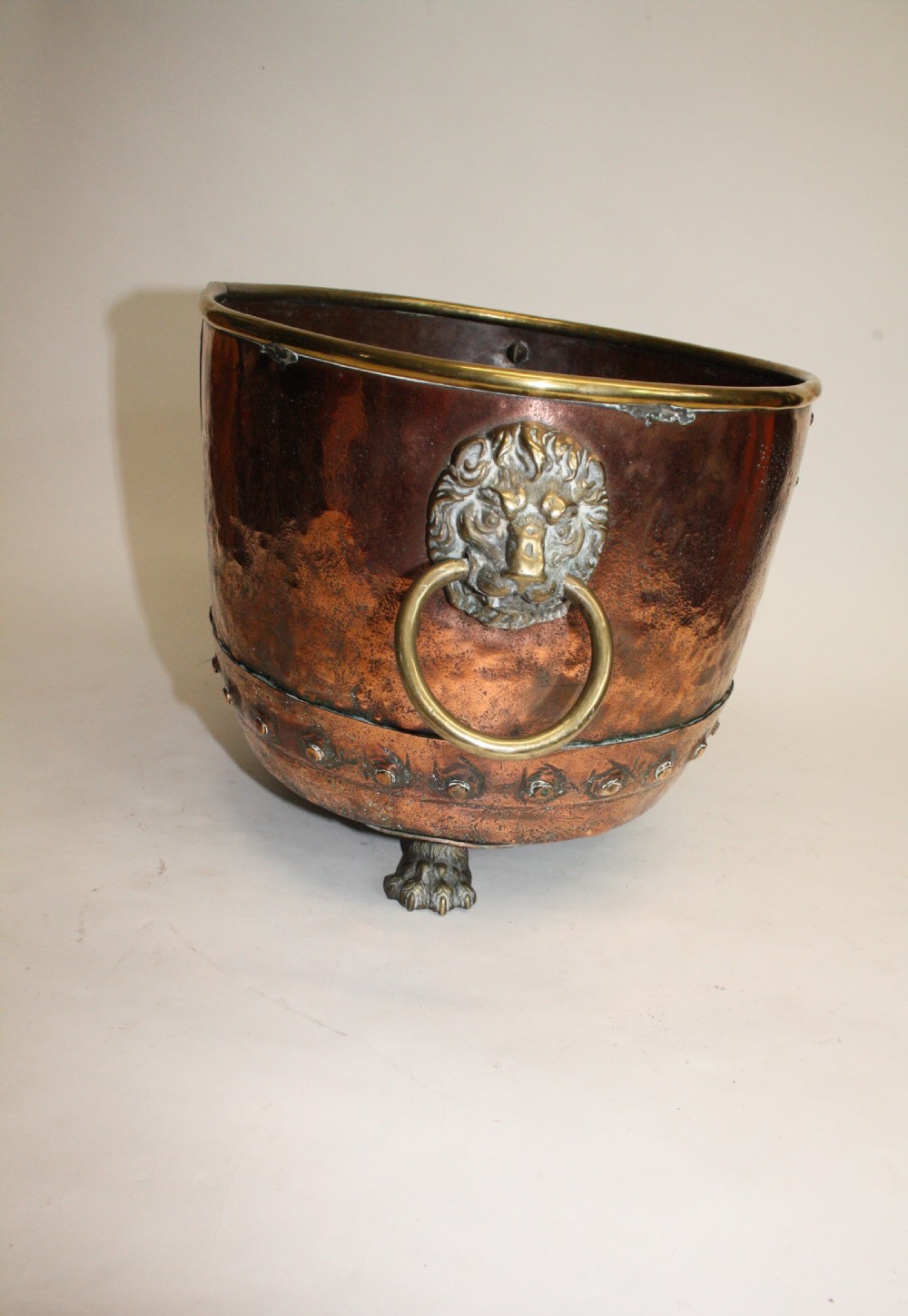 19th century copper and brass log bin.