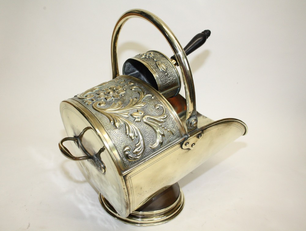 Victorian coal scuttle in brass. View II