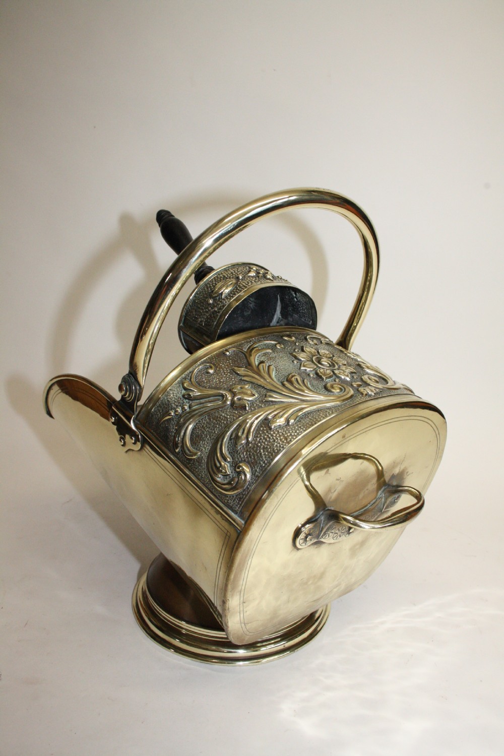 Victorian coal scuttle in brass. View III
