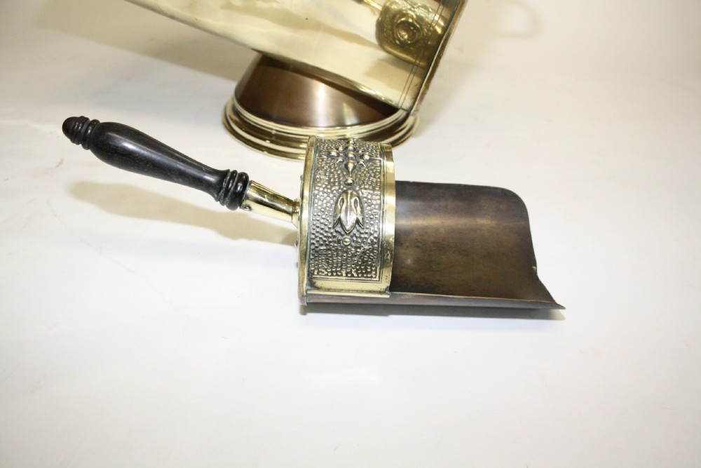 Victorian coal scuttle in brass. View V