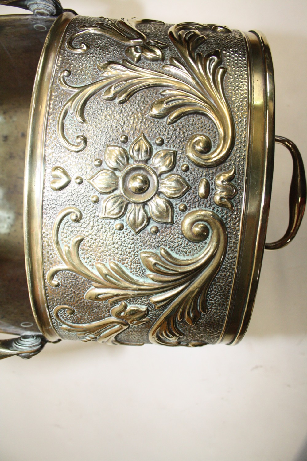 Victorian coal scuttle in brass. View X