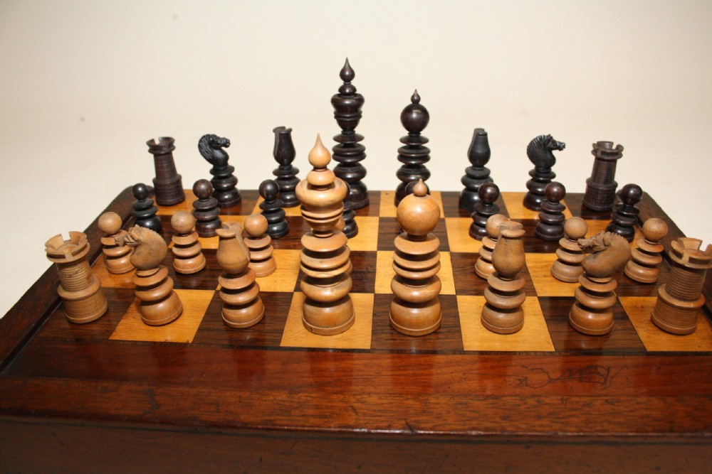 Late 19th century travel chess bored with chess set. View III