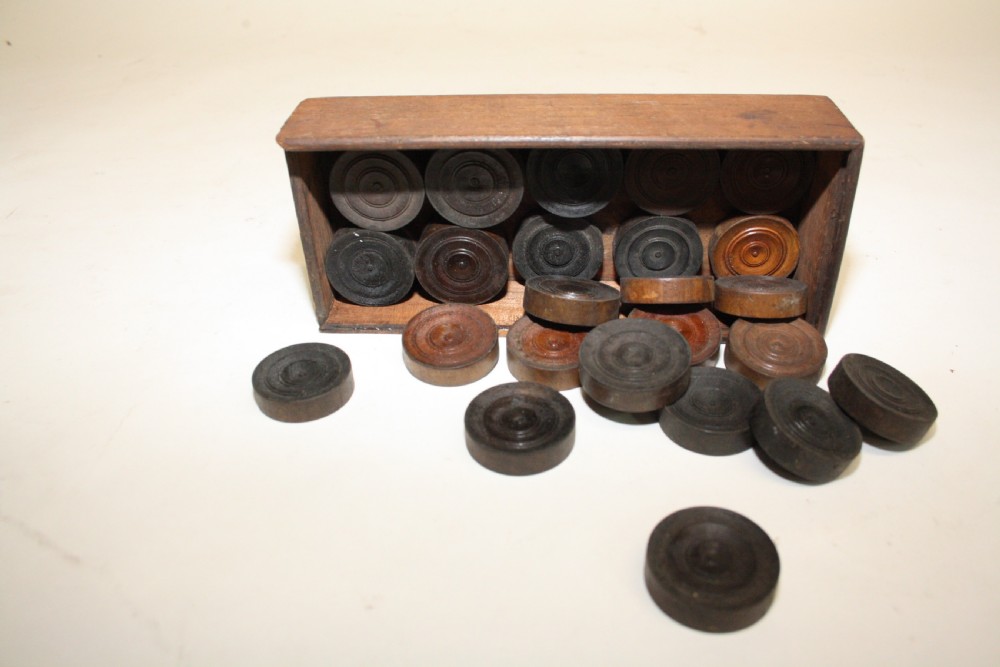 Late 19th century travel chess bored with chess set. View X