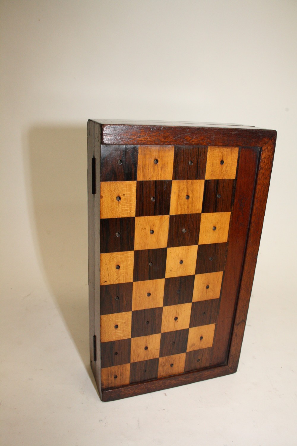 Late 19th century travel chess bored with chess set. View XI