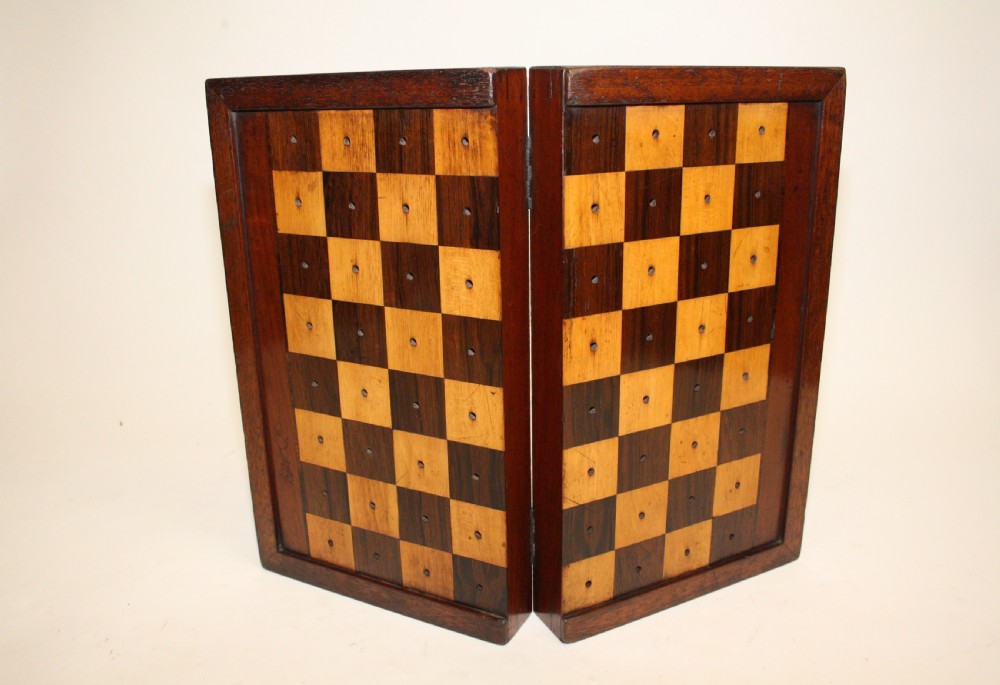 Late 19th century travel chess bored with chess set. View XV