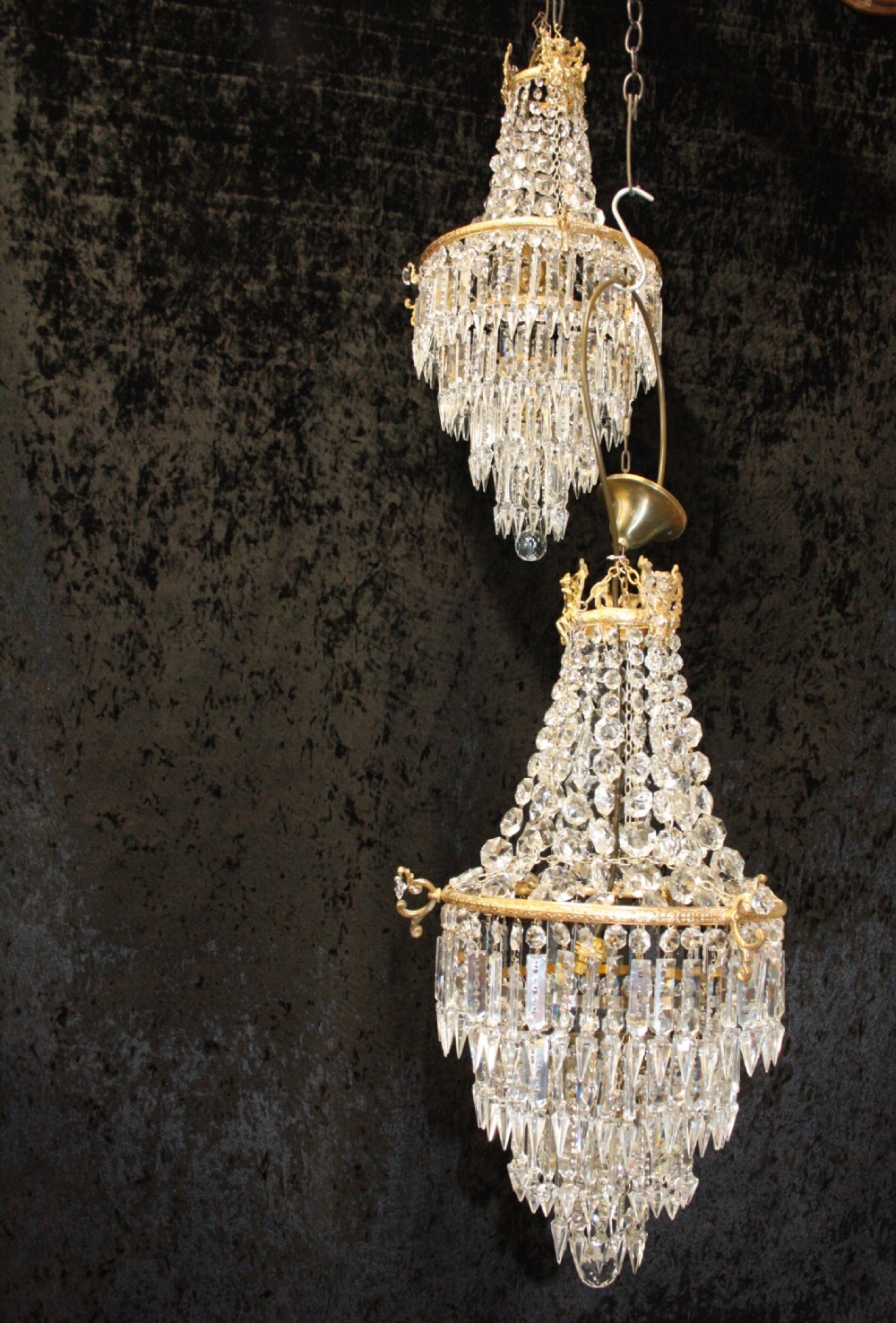 Pair of early 20th century spike chandeliers
