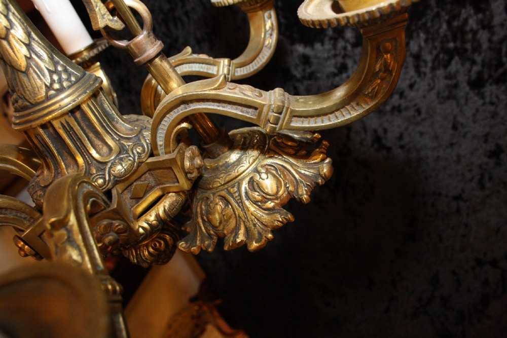 Chandelier in brass with five arms View II