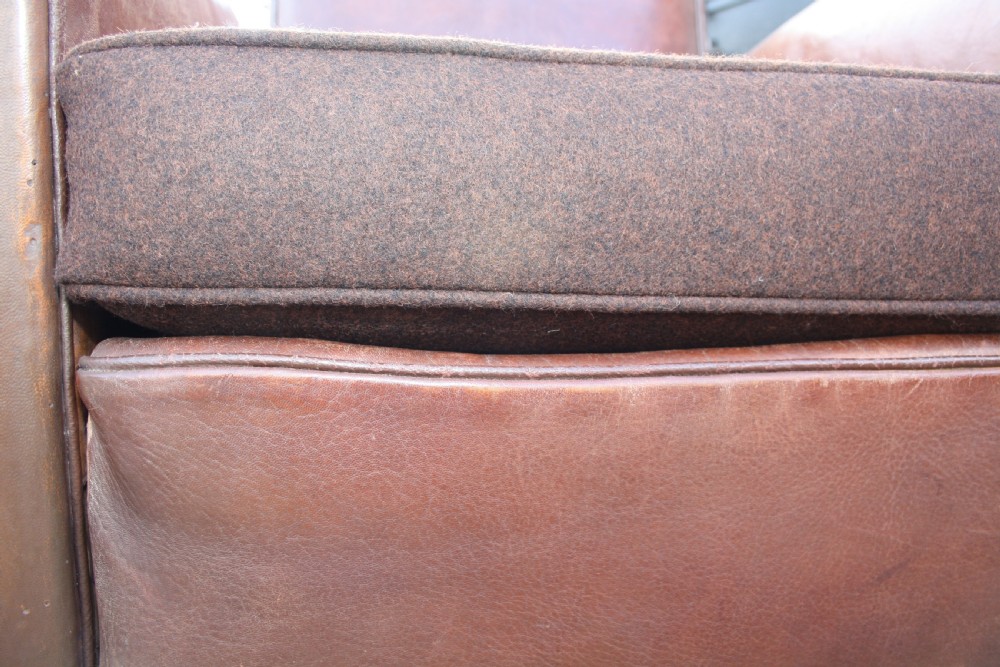 Pair of French leather Club chairs circa 1920 View XV