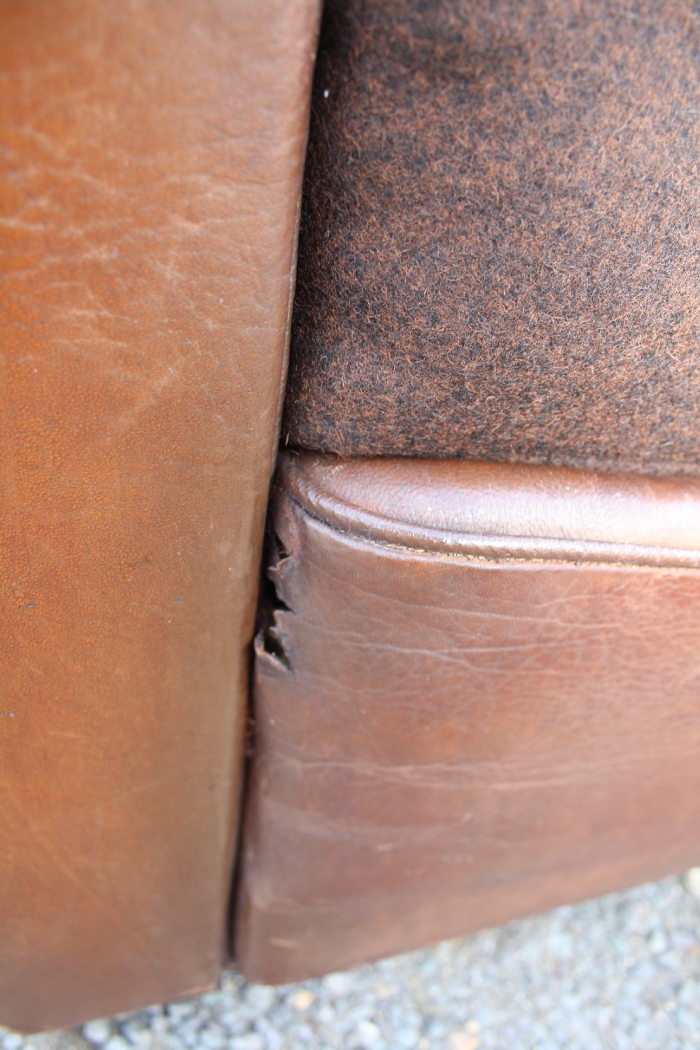 Pair of French leather Club chairs circa 1920 View XVIII