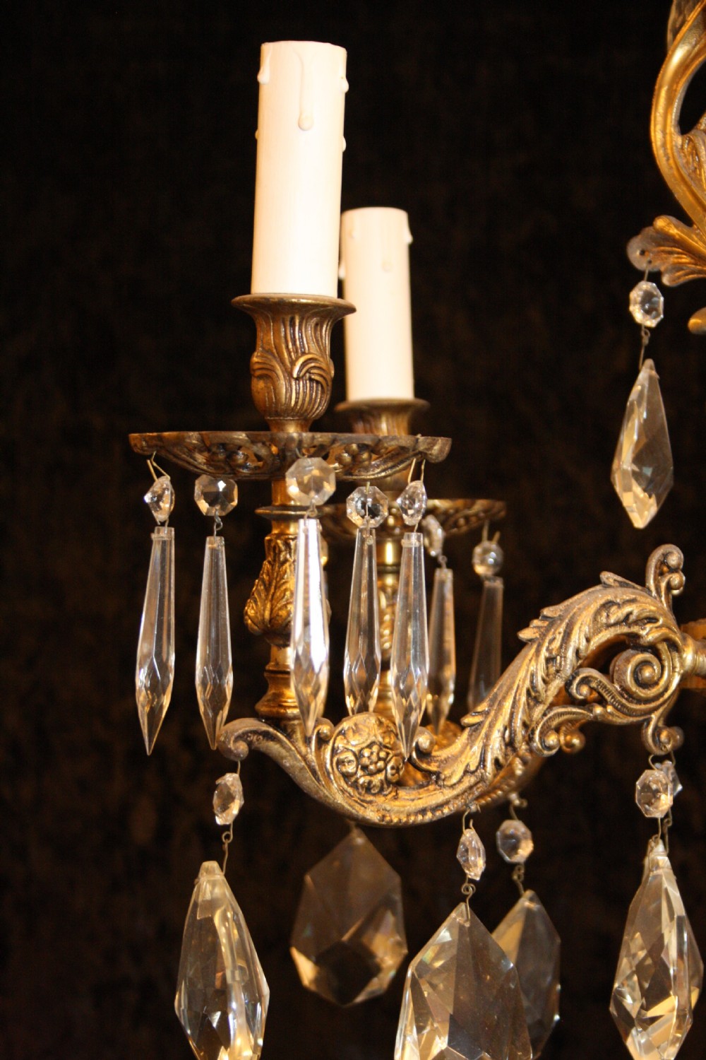 Early 20th Century Five arm gilt brass chandelier  View II