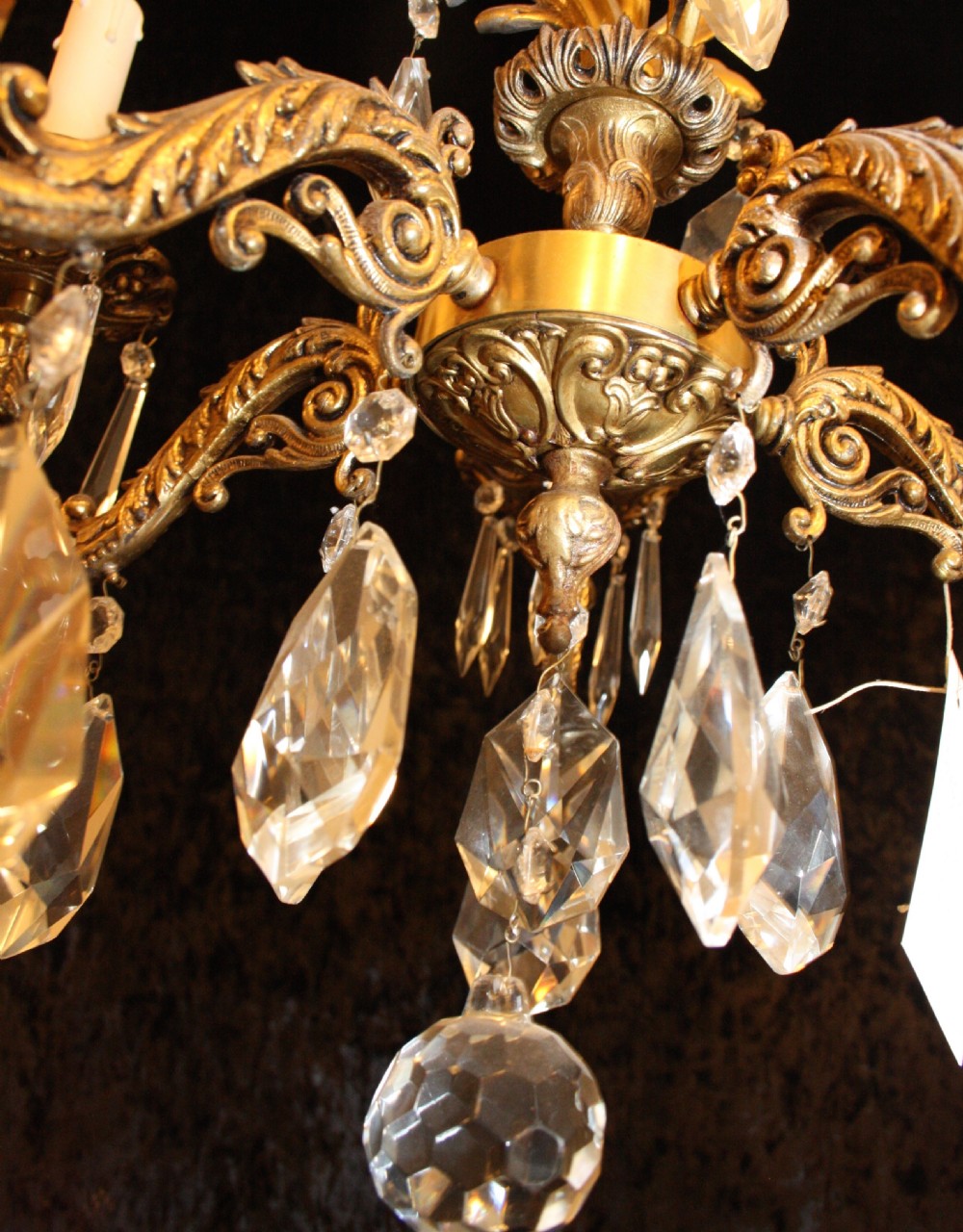 Early 20th Century Five arm gilt brass chandelier  View III