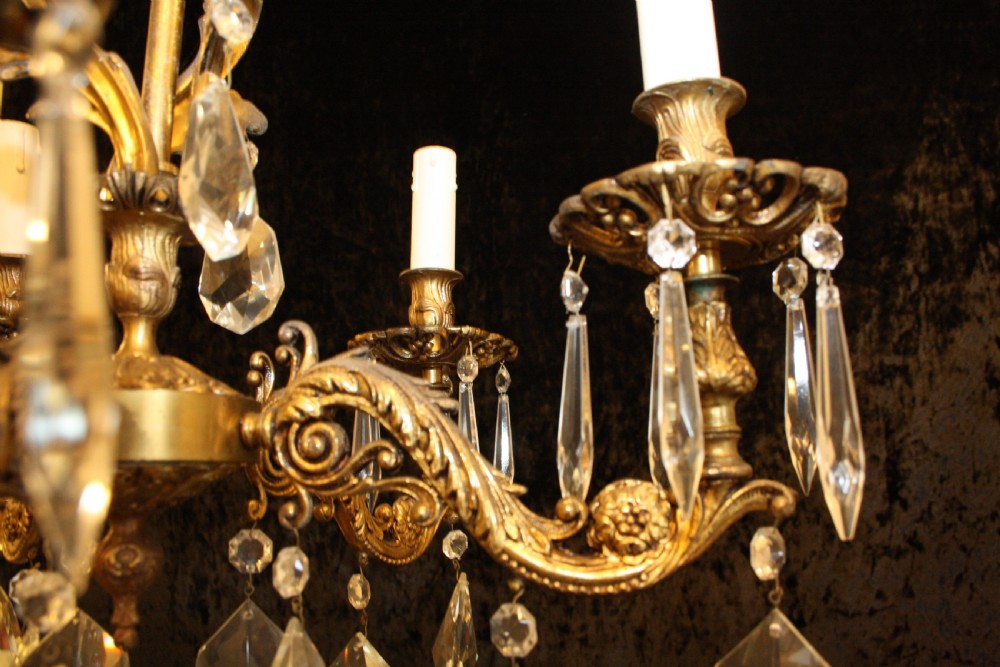 Early 20th Century Five arm gilt brass chandelier  View VI