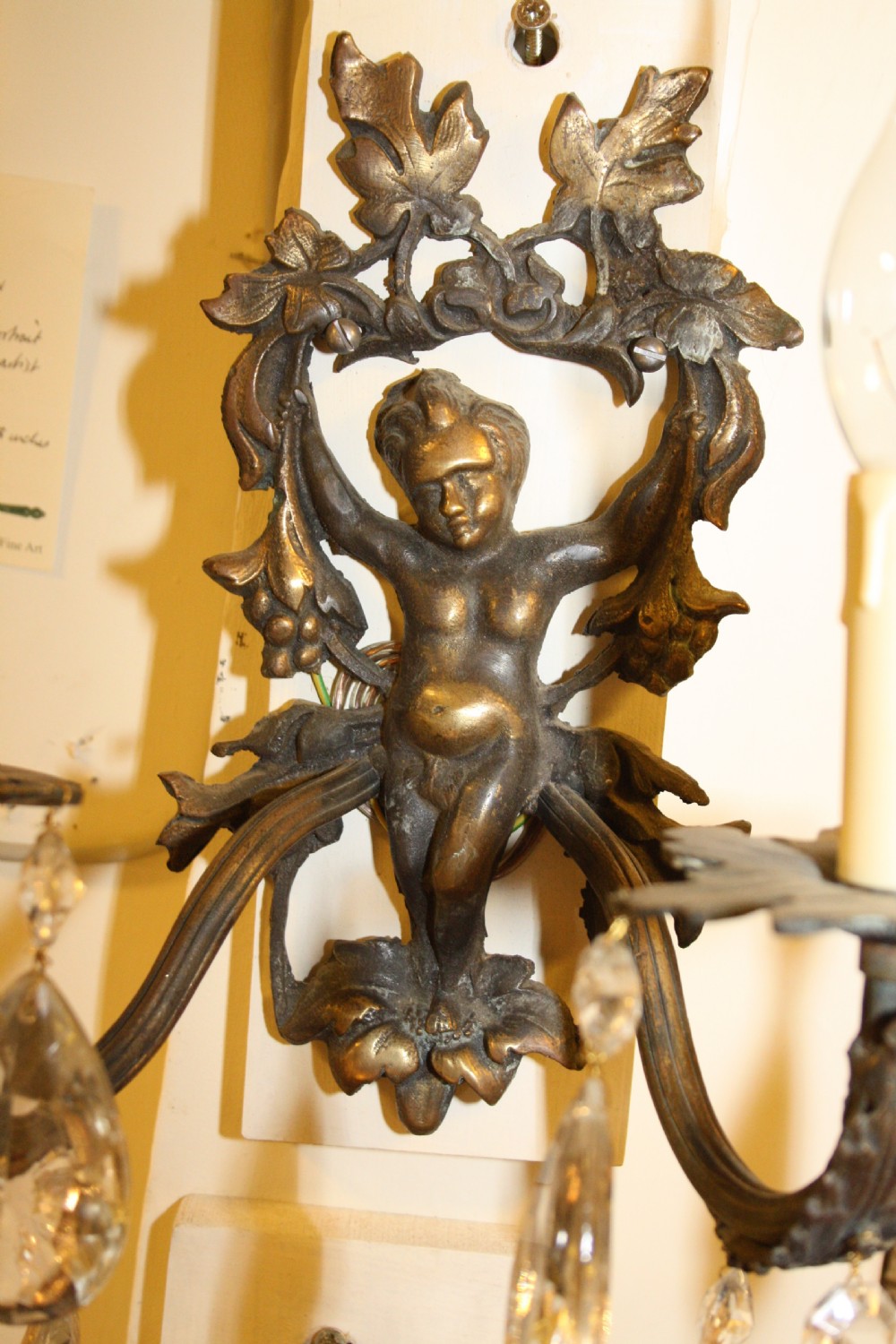 Pair of early 20th century french wall lights with cherubs View V