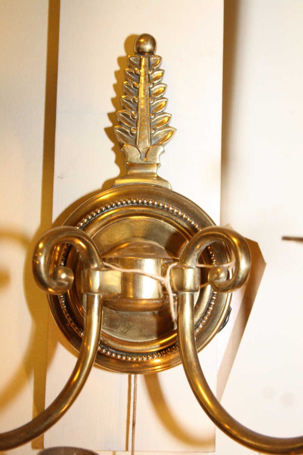 Pair of French wall lights in brass with pull switch View VI
