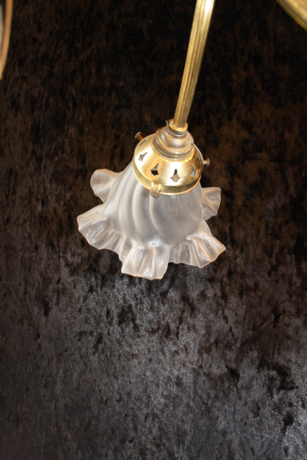 Early 20th century three arm chandelier with glass shades View V