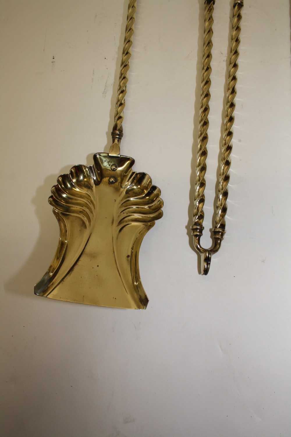 Late 19th century set of fire tools in brass View II