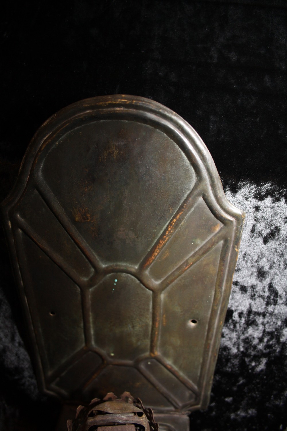 Pair of brass wall lights with green pattern nation View VI
