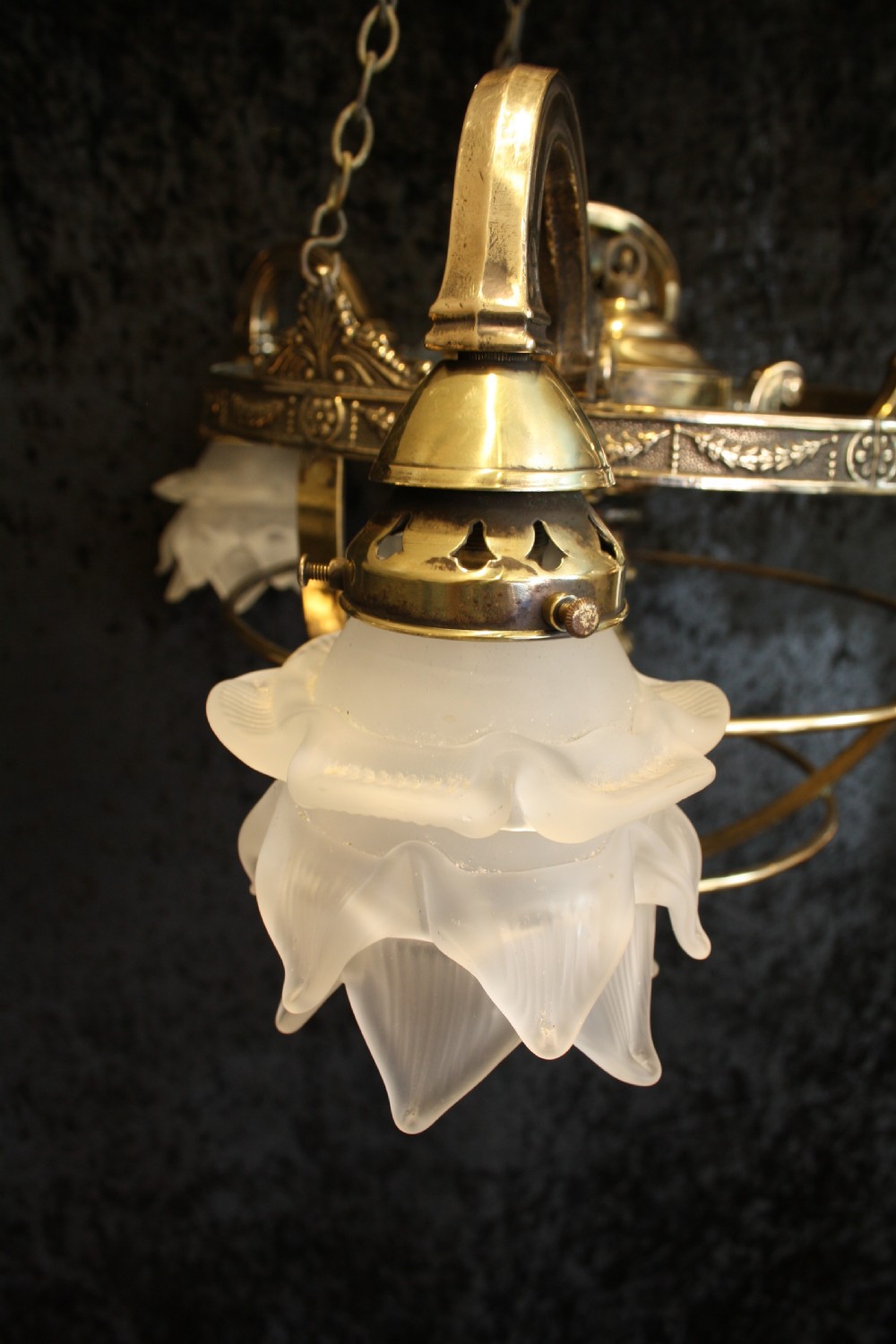 Early 20th century Brass engraved chandelier View II