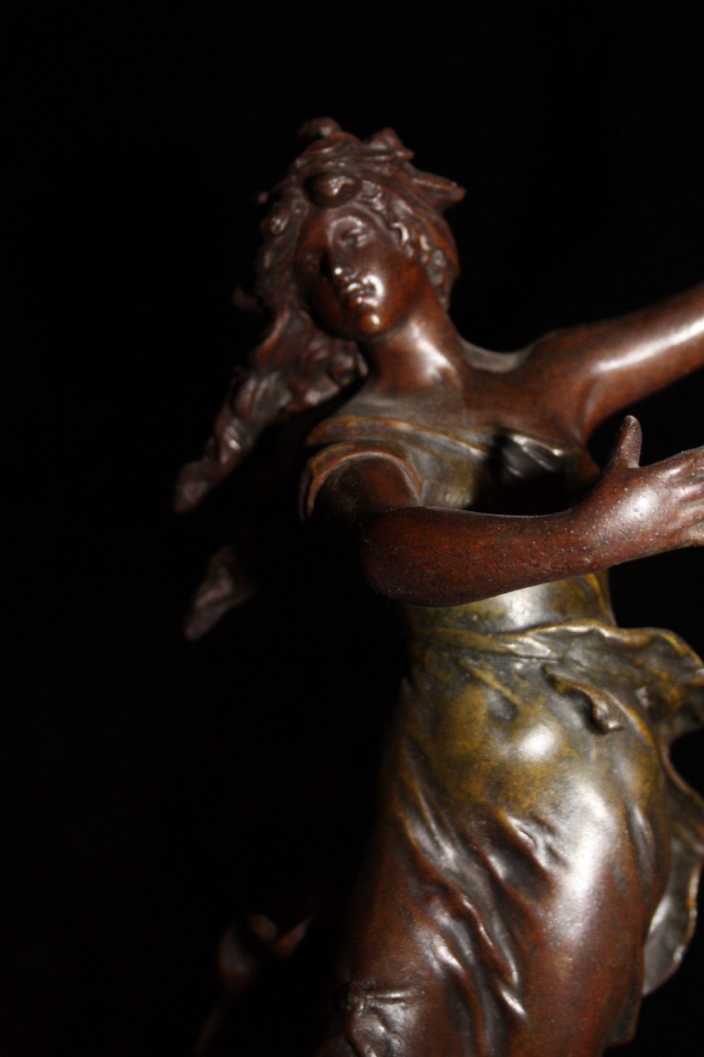 Pair of late 19th century spelter lamps with glass shades View V