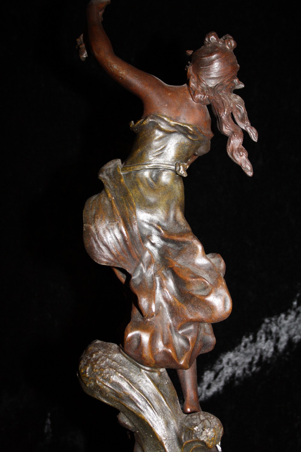 Pair of late 19th century spelter lamps with glass shades View VII