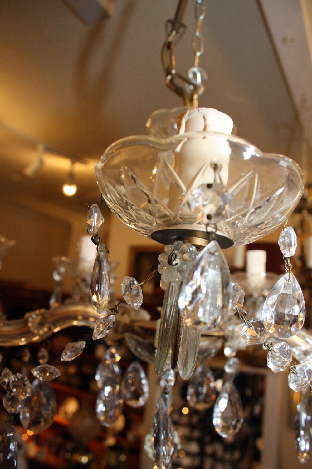 Pair of five arm cut glass chandeliers View V