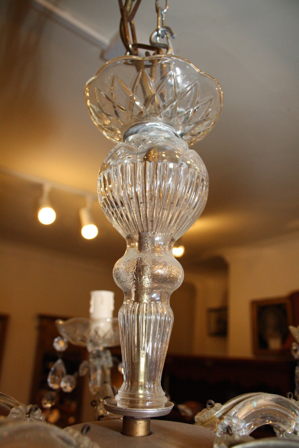 Pair of five arm cut glass chandeliers View VII