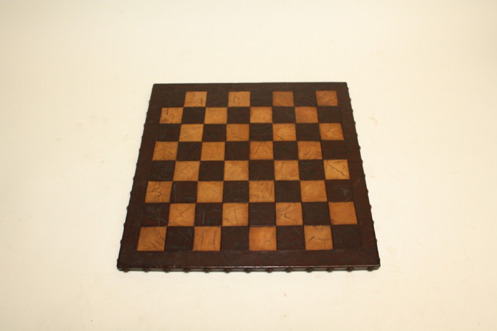 Early 20th century leather chessboard