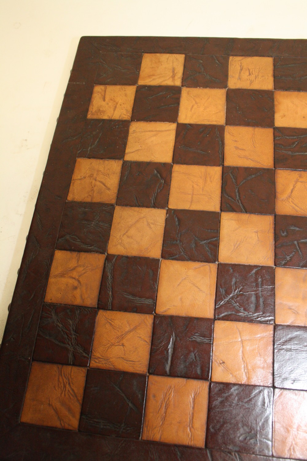 Early 20th century leather chessboard View IV