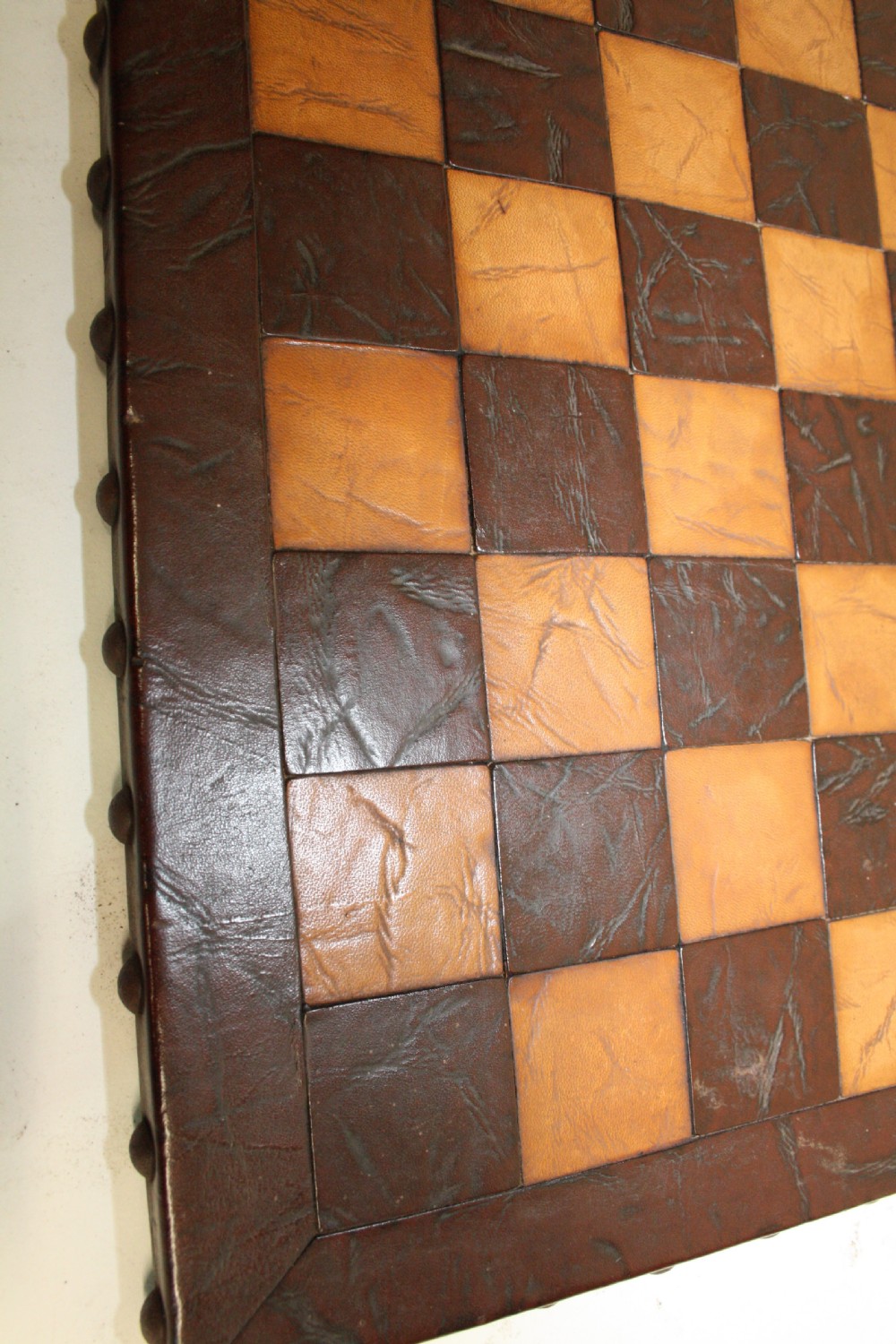 Early 20th century leather chessboard View V