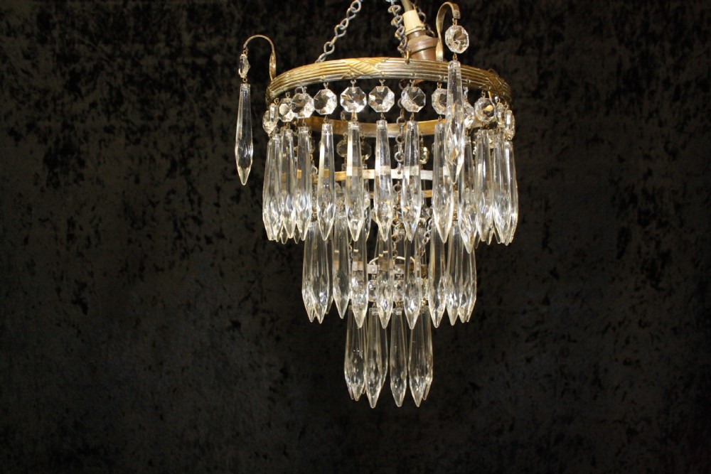 Early 20th century Brass frame spike chandelier View II